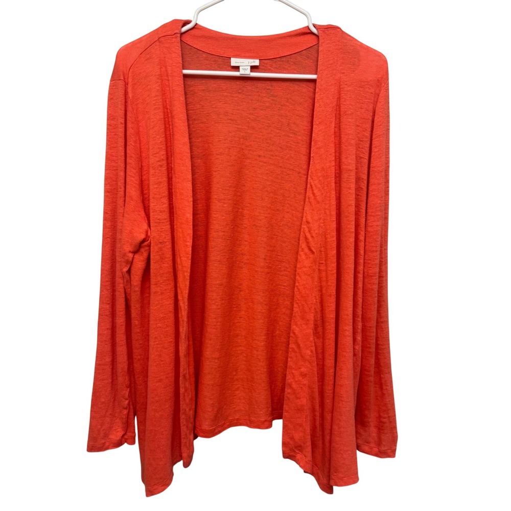 J.Jill Love Linen 100% Linen Open Front Cardigan Coral Size L
